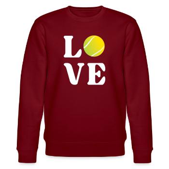 Tennis-Liebhaber - Stanley/Stella Unisex Bio-Sweatshirt CHANGER  - Burgunderrot - Vorne - Nik (191cm) & Marisol (170cm)