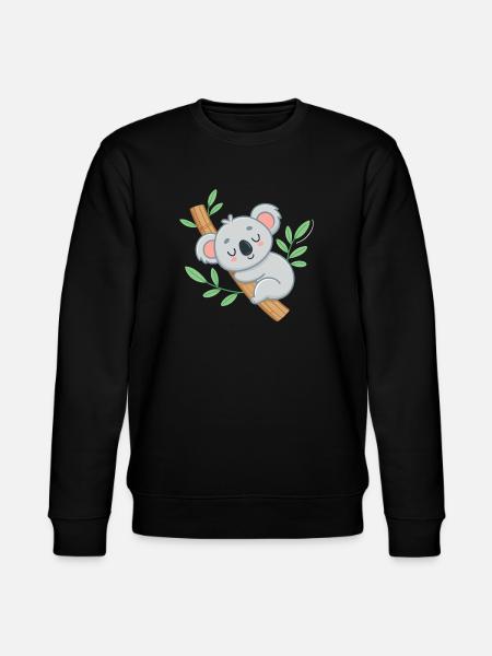 Dreamy Koala on Tropical Branch - Stanley/Stella CHANGER Unisex Organic Sweatshirt - black