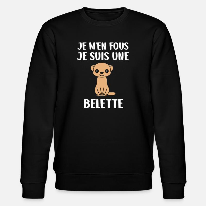 Süßes Wiesel auf Schwarz - Stanley/Stella Unisex Bio-Sweatshirt CHANGER  - Schwarz