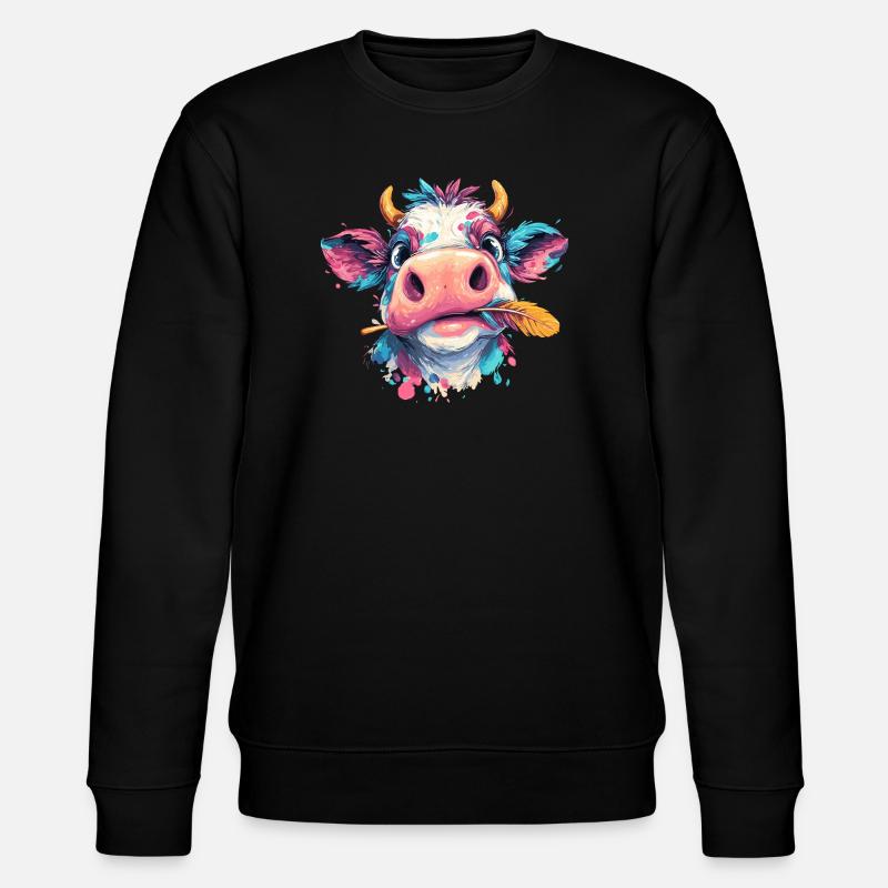 Bunter Kuhkopfspritzer - Stanley/Stella Unisex Bio-Sweatshirt CHANGER  - Schwarz