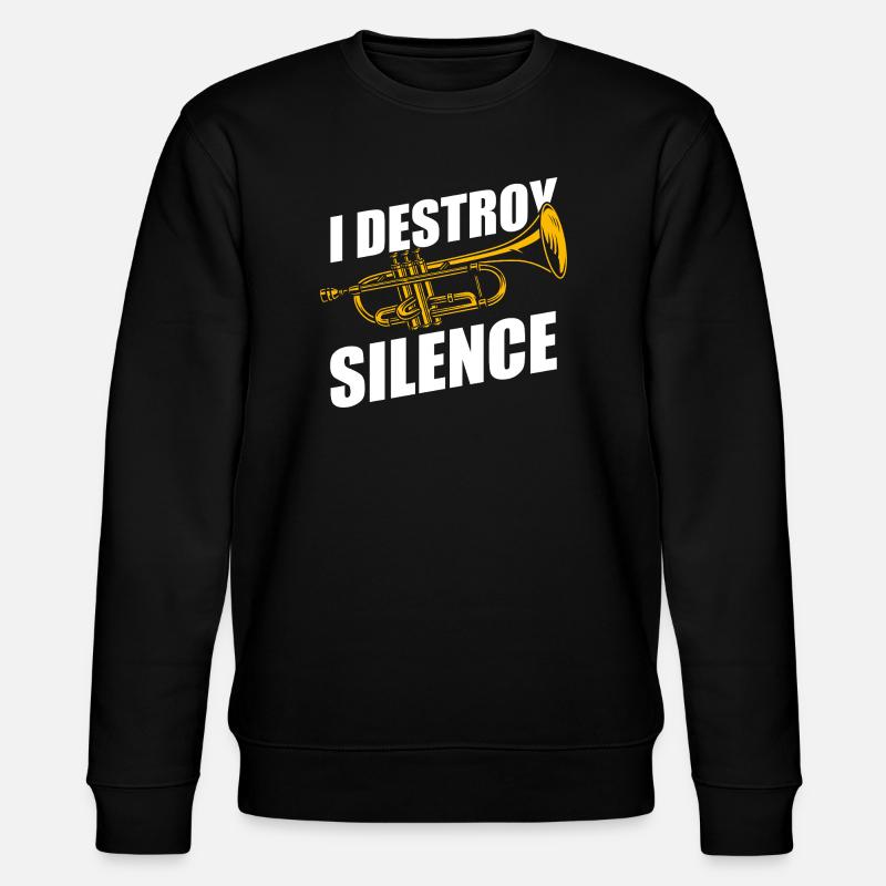 I destroy silence trumpet player - Stanley/Stella CHANGER Unisex Organic Sweatshirt - black