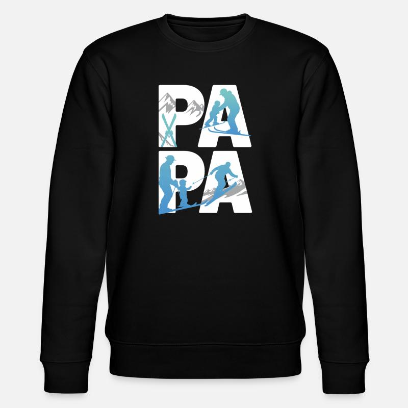 Papa Kind Skifahr-Abenteuer - Stanley/Stella Unisex Bio-Sweatshirt CHANGER  - Schwarz