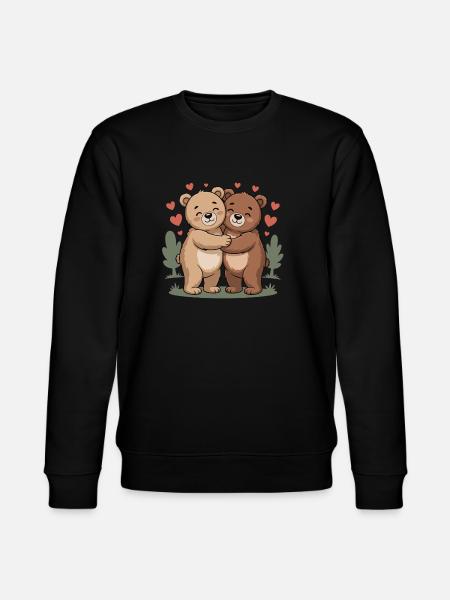 Bear Couple Heart - Stanley/Stella CHANGER Unisex Organic Sweatshirt - black