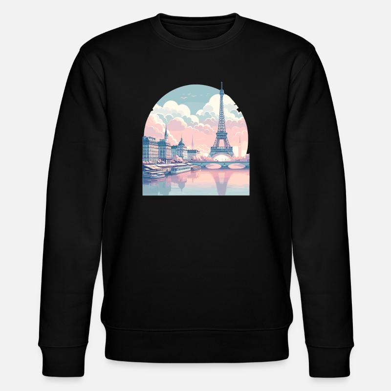 Pastell Paris: Skyline am Seine - Stanley/Stella Unisex Bio-Sweatshirt CHANGER  - Schwarz