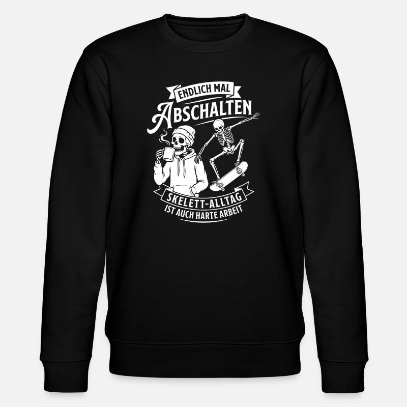 Abschalten mit Skelett-Skate - Stanley/Stella Unisex Bio-Sweatshirt CHANGER  - Schwarz