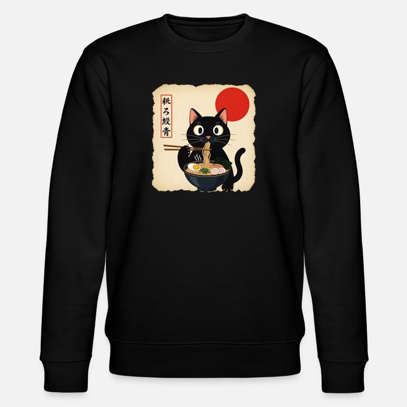 Cat soup with red sun - Stanley/Stella CHANGER Unisex Organic Sweatshirt - black