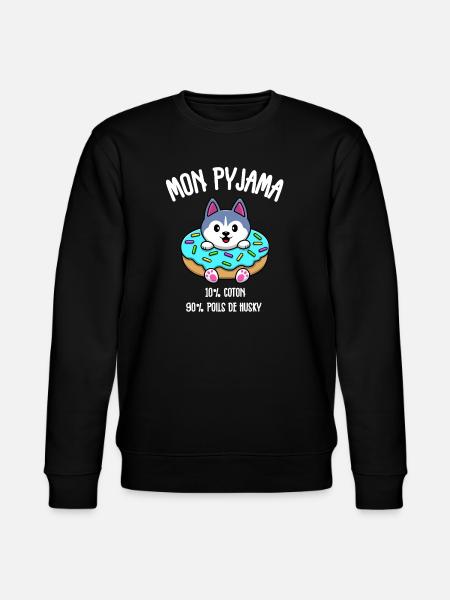 Funny Husky Dog Pajamas - Stanley/Stella CHANGER Unisex Organic Sweatshirt - black