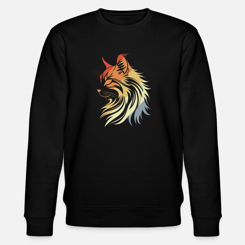 Katze Retro Stil - Stanley/Stella Unisex Bio-Sweatshirt CHANGER  - Schwarz