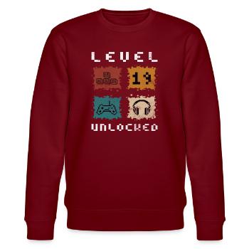 Level 19 freigeschaltet - Stanley/Stella Unisex Bio-Sweatshirt CHANGER  - Burgunderrot - Vorne - Nik (191cm) & Marisol (170cm)