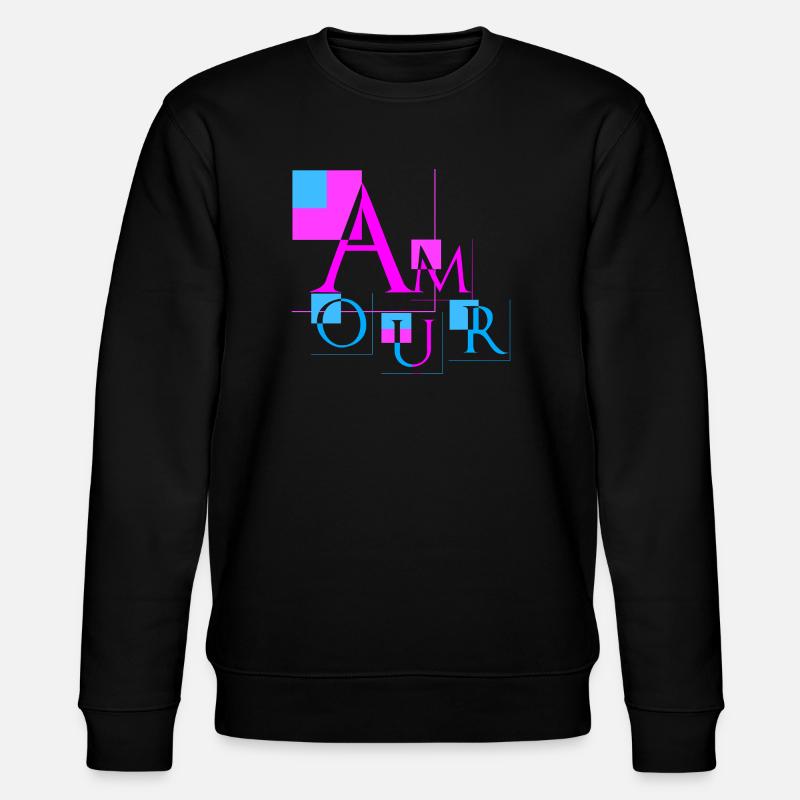 Amour Géométrique | Design Rose & Bleu Moderne - Sweat bio CHANGER Stanley/Stella Unisexe - noir