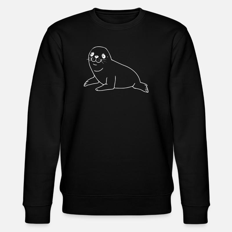 Robbe weiß Seehund - Stanley/Stella Unisex Bio-Sweatshirt CHANGER  - Schwarz