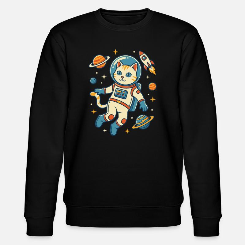 Chat astronaute dans l’espace - Sweat bio CHANGER Stanley/Stella Unisexe - noir