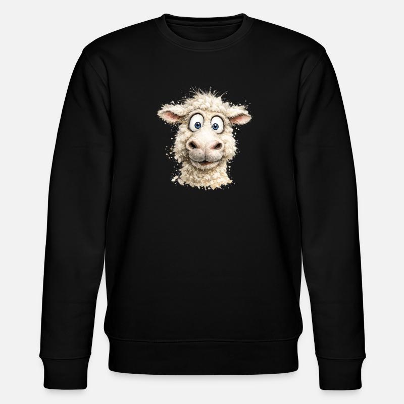 Lachendes Schaf Cartoon-Pop - Stanley/Stella Unisex Bio-Sweatshirt CHANGER  - Schwarz