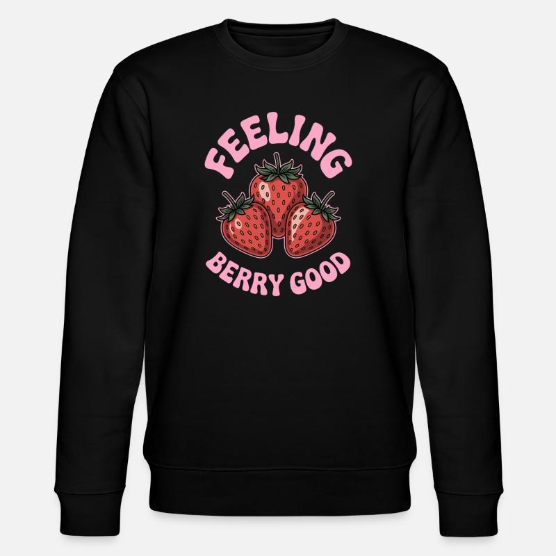 Erdbeeren Sprüche Lustiges Erdbeeren Geschenk - Stanley/Stella Unisex Bio-Sweatshirt CHANGER  - Schwarz