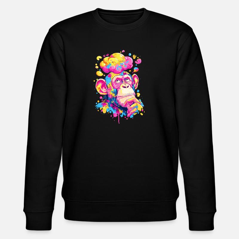 Bunter Farbrausch-Affe - Stanley/Stella Unisex Bio-Sweatshirt CHANGER  - Schwarz