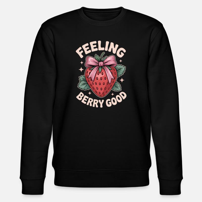 Erdbeeren Sprüche Lustiges Erdbeeren Geschenk - Stanley/Stella Unisex Bio-Sweatshirt CHANGER  - Schwarz
