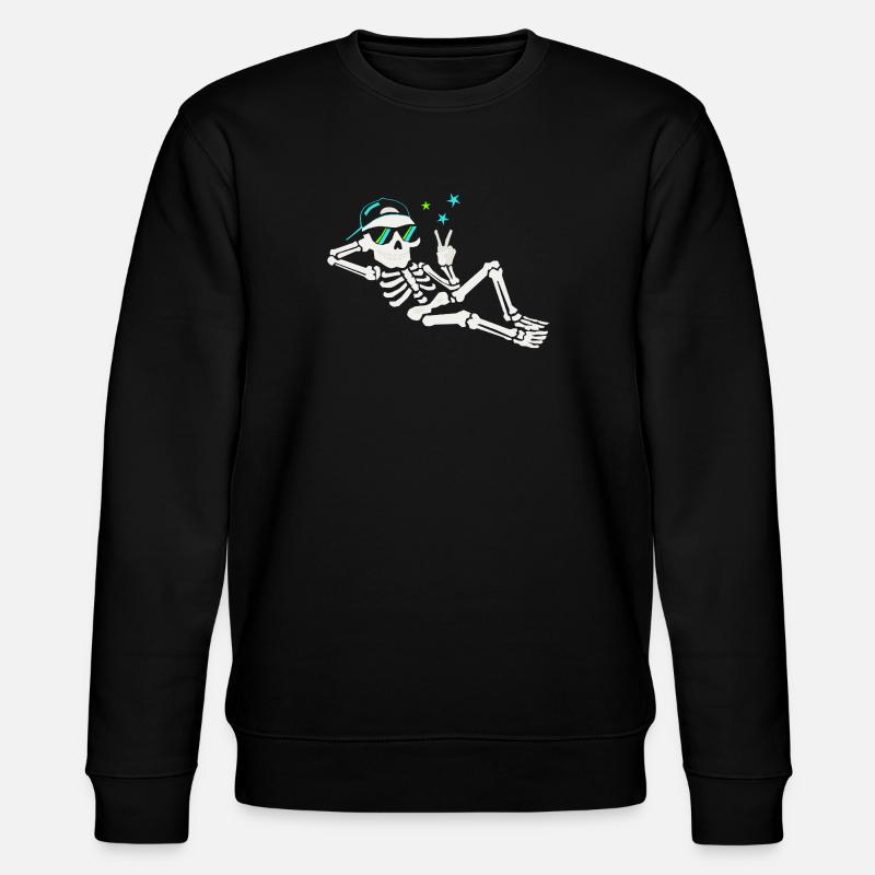 Lässiger Skelett mit Sonnenbrille - Stanley/Stella Unisex Bio-Sweatshirt CHANGER  - Schwarz