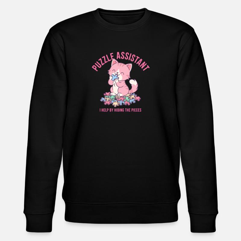 Puzzle Assist und Katzenzitat - Stanley/Stella Unisex Bio-Sweatshirt CHANGER  - Schwarz