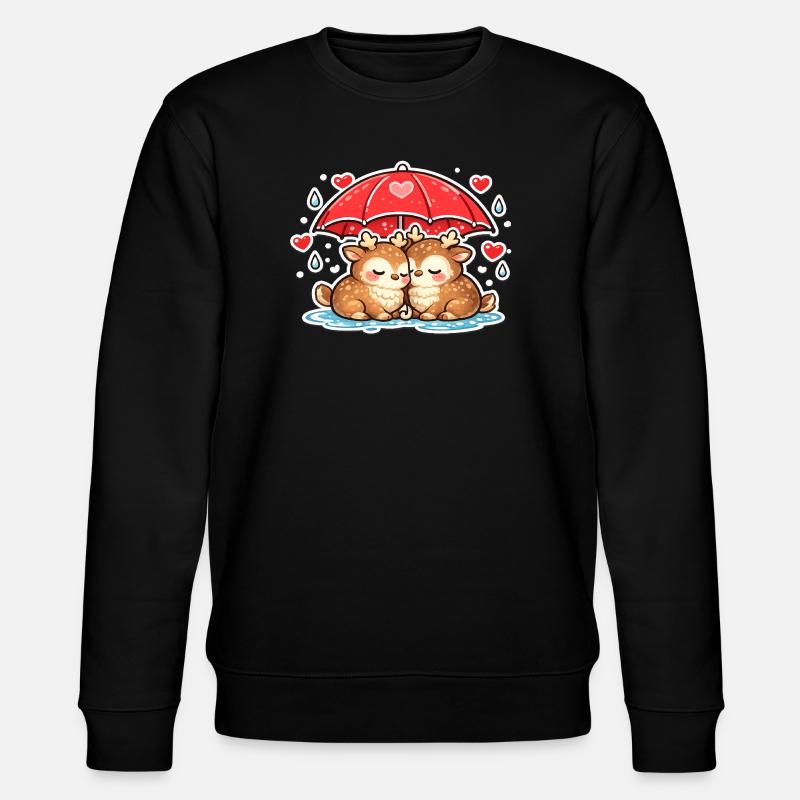 Two deer under umbrella - Stanley/Stella CHANGER Unisex Organic Sweatshirt - black