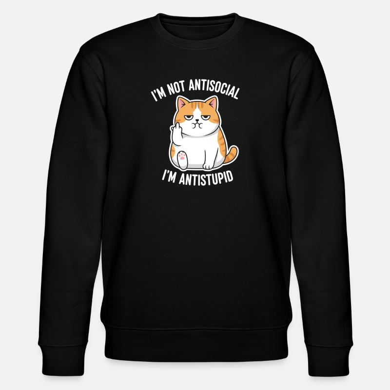 Grumpy Attitude Cat Antistupid - Sweat bio CHANGER Stanley/Stella Unisexe - noir