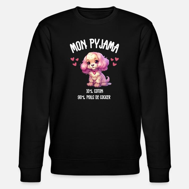 Pyjama Chien Cocker Drôle - Sweat bio CHANGER Stanley/Stella Unisexe - noir