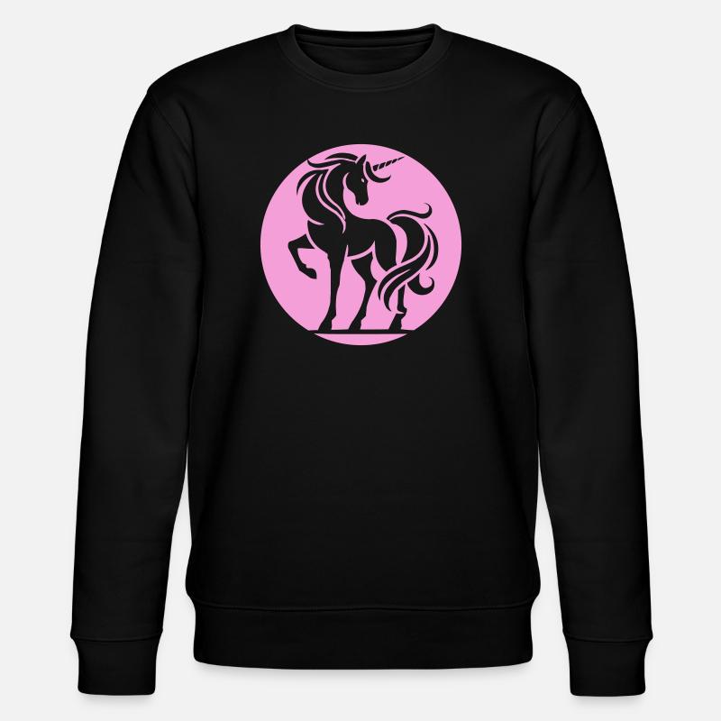 Rosa Einhorn Silhouette Kreis - Stanley/Stella Unisex Bio-Sweatshirt CHANGER  - Schwarz