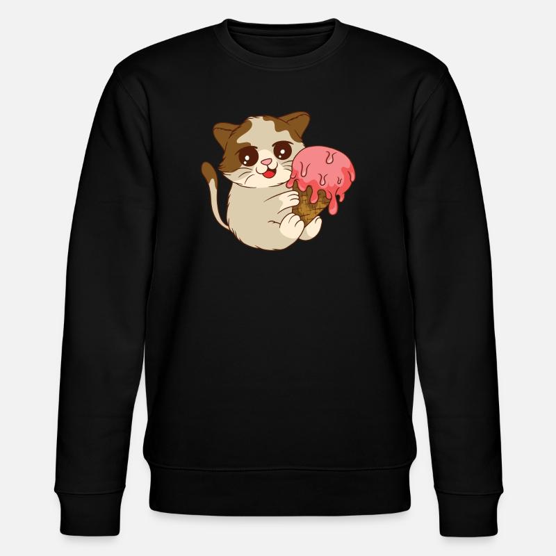 Le chat mange de la glace - Sweat bio CHANGER Stanley/Stella Unisexe - noir