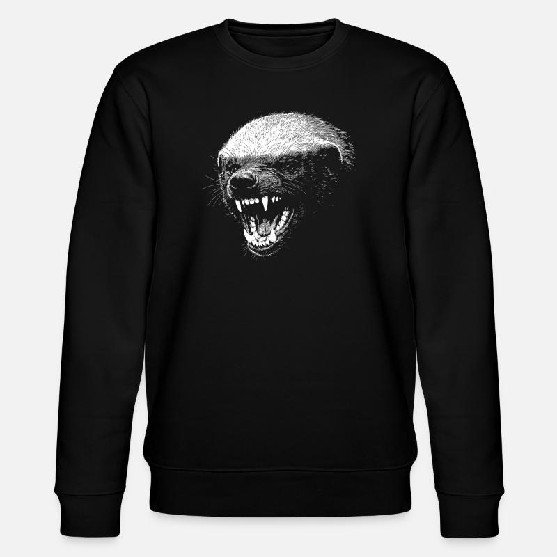 Düsteres Predatorengesicht Honigdachs - Stanley/Stella Unisex Bio-Sweatshirt CHANGER  - Schwarz