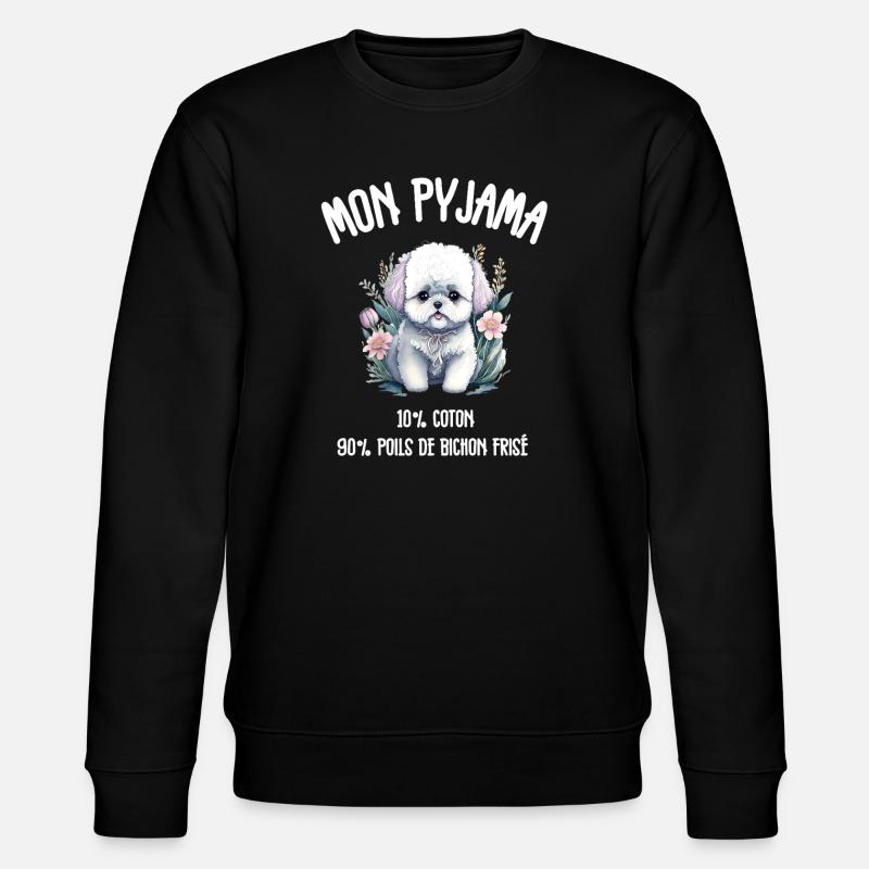 Pyjama Drôle Chien Bichon - Sweat bio CHANGER Stanley/Stella Unisexe - noir