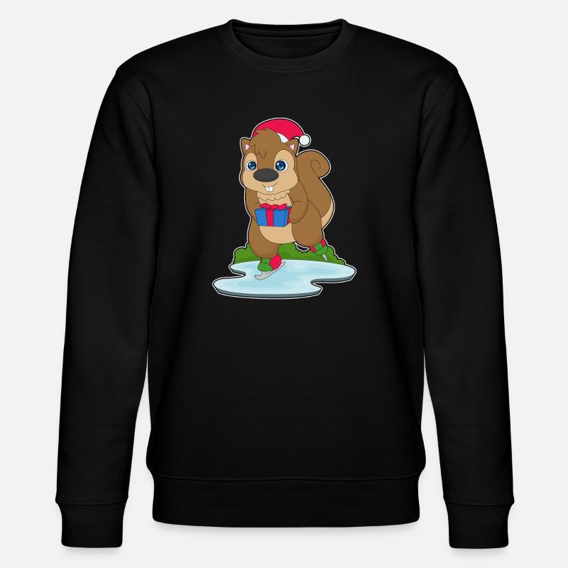 Eichhörnchen Weihnachten Eislaufen - Stanley/Stella CHANGER Unisex Organic Sweatshirt - black