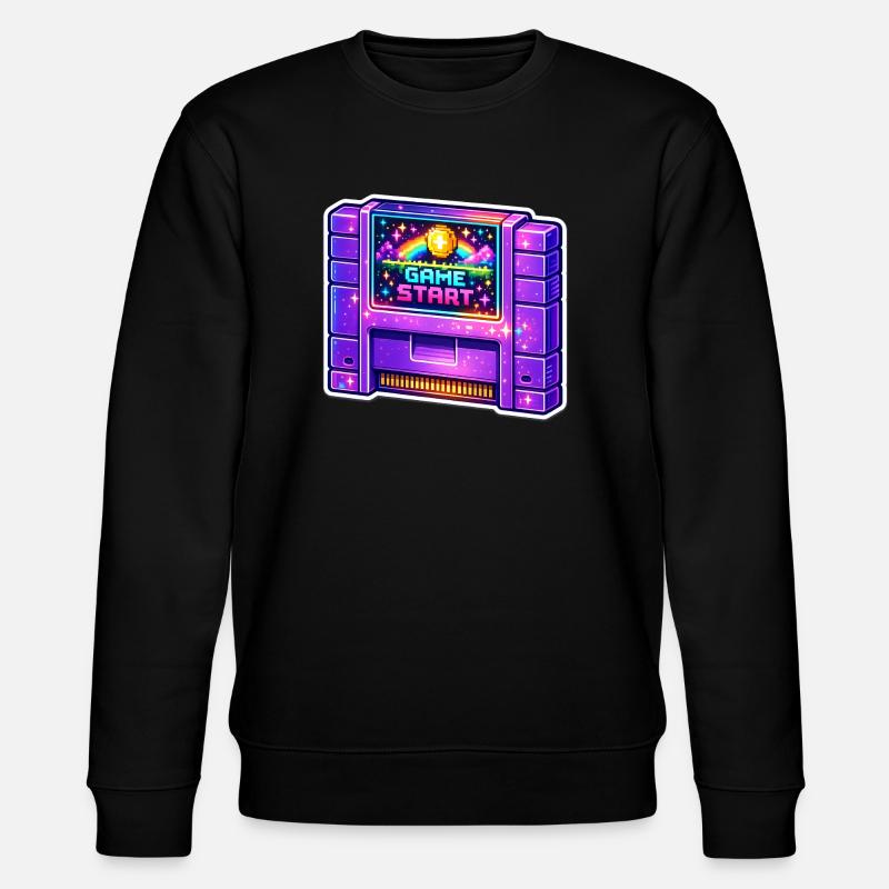 Retro Arcade Start Neon - Stanley/Stella Unisex Bio-Sweatshirt CHANGER  - Schwarz