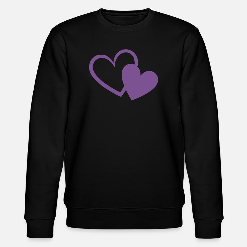 Cœur violet deux cœurs violets cadeau - Sweat bio CHANGER Stanley/Stella Unisexe - noir