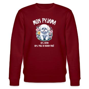 Pyjama Drôle Chien Bichon - Sweat bio CHANGER Stanley/Stella Unisexe - bordeaux - Devant - Nik (191cm) & Marisol (170cm)