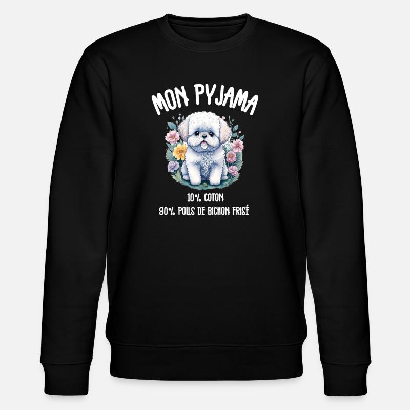 Lustiger Hund Bichon-Schlafanzug - Stanley/Stella Unisex Bio-Sweatshirt CHANGER  - Schwarz
