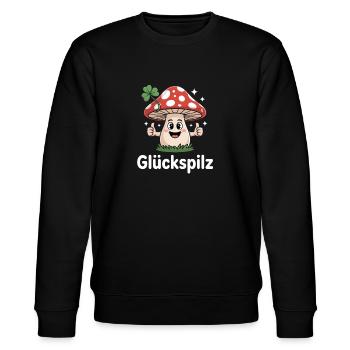 Glückspilz Lustiger Süßer Glückspilz Cartoon - Stanley/Stella Unisex Bio-Sweatshirt CHANGER  - Schwarz - Vorne - Nik (191cm) & Marisol (170cm)
