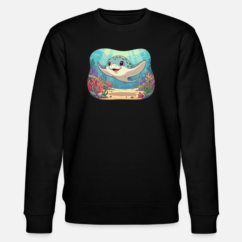 Raie manta heureuse dans le récif - Sweat bio CHANGER Stanley/Stella Unisexe - noir