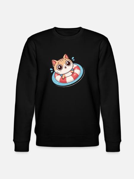 Chat Kawaii Dans Bouée Rouge - Sweat bio CHANGER Stanley/Stella Unisexe - noir