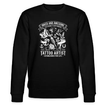 Old School Tattoo Künstler Motiv - Stanley/Stella Unisex Bio-Sweatshirt CHANGER  - Schwarz - Vorne - Nik (191cm) & Marisol (170cm)