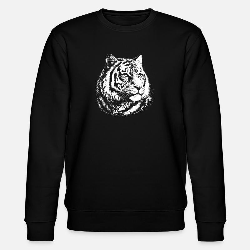 Tiger-Kontrastporträt - Stanley/Stella Unisex Bio-Sweatshirt CHANGER - Schwarz