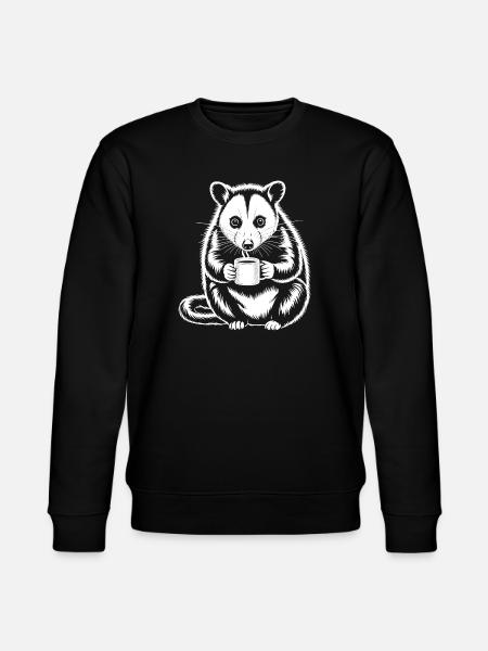 Coffee-drinking possum motif - Stanley/Stella CHANGER Unisex Organic Sweatshirt - black