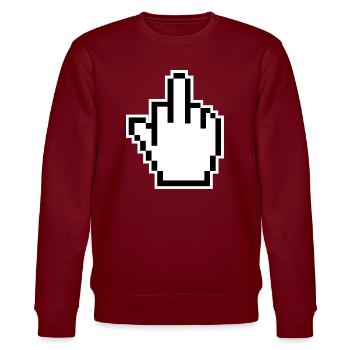 Mittelfinger Cursor Middlefinger - Stanley/Stella Unisex Bio-Sweatshirt CHANGER  - Burgunderrot - Vorne - Nik (191cm) & Marisol (170cm)