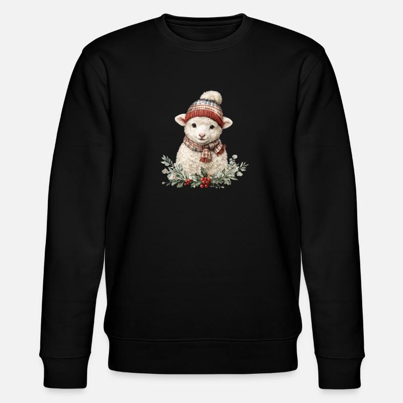 Winter-Schaf mit Schal - Stanley/Stella Unisex Bio-Sweatshirt CHANGER  - Schwarz