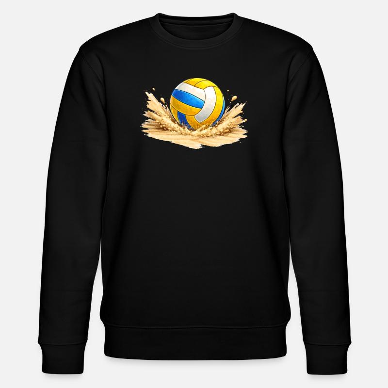 Volleyball im Sand am Strand   - Stanley/Stella Unisex Bio-Sweatshirt CHANGER  - Schwarz