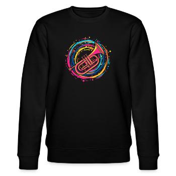 Trompeter - Stanley/Stella Unisex Bio-Sweatshirt CHANGER  - Schwarz - Vorne - Nik (191cm) & Marisol (170cm)