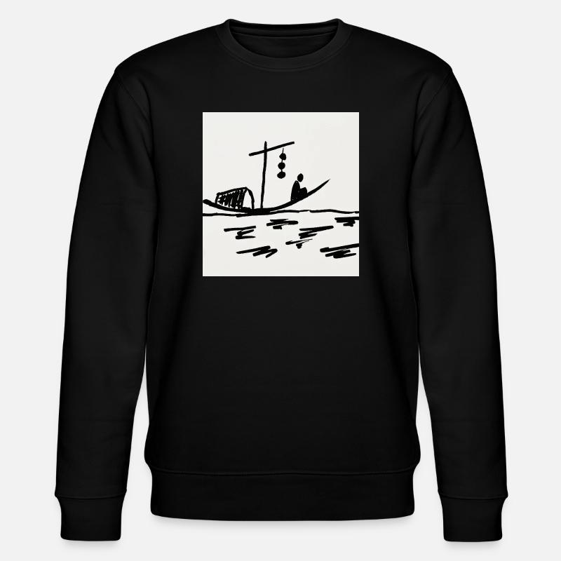 Night boat on the river - Stanley/Stella CHANGER Unisex Organic Sweatshirt - black