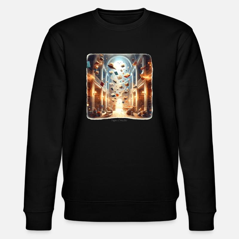 Library Magic: Flying Books - Stanley/Stella CHANGER Unisex Organic Sweatshirt - black