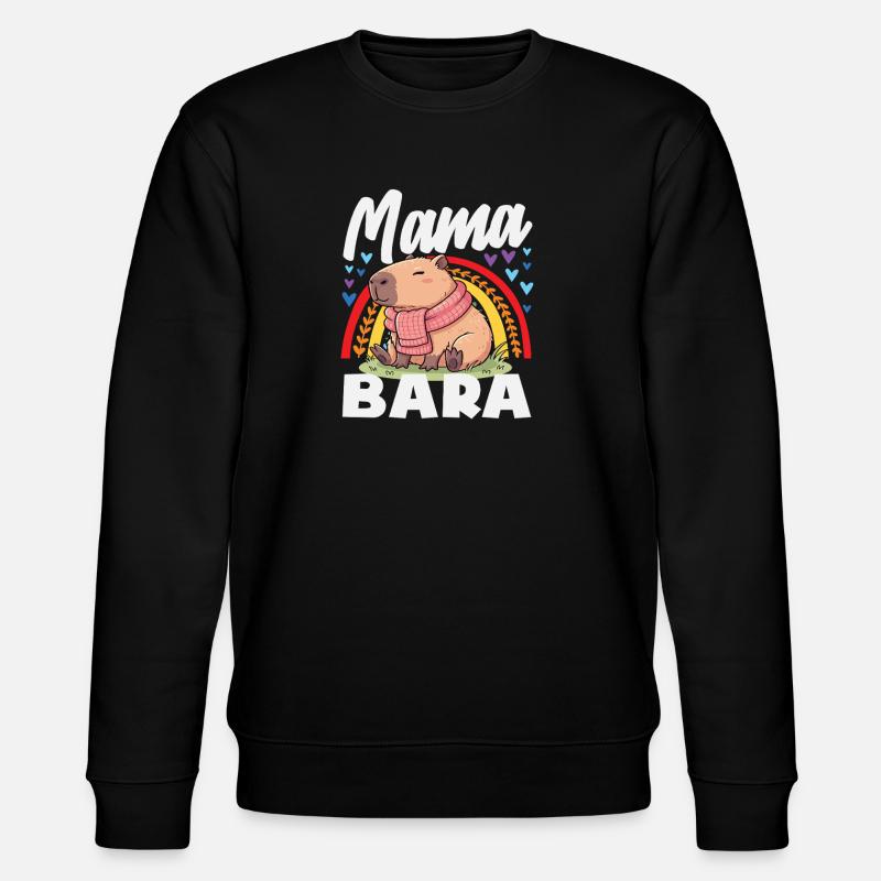 Boho Regenbogen Mama Bara Capybaras Niedlich - Stanley/Stella Unisex Bio-Sweatshirt CHANGER  - Schwarz