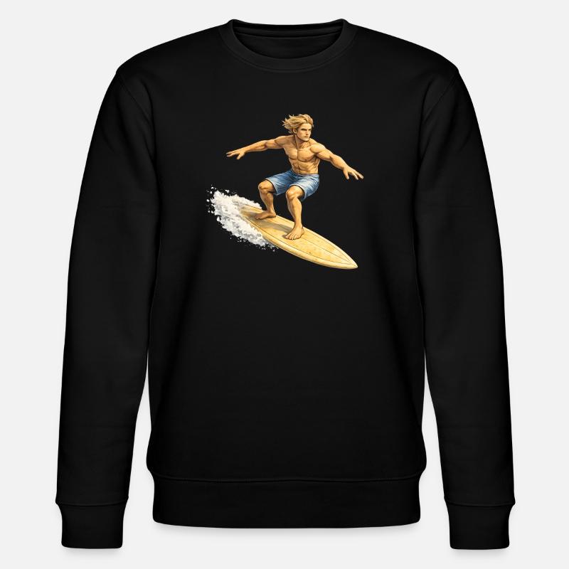 Surfer on wave in summer - Stanley/Stella CHANGER Unisex Organic Sweatshirt - black