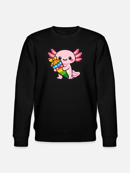 Kawaii dragon with fireworks axolotl - Stanley/Stella CHANGER Unisex Organic Sweatshirt - black