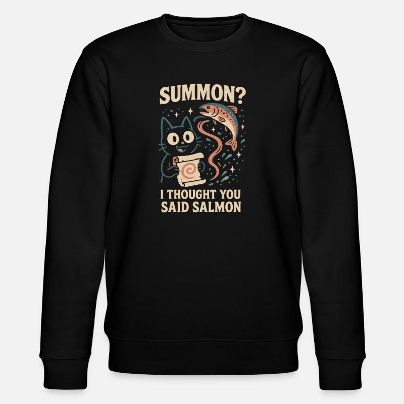 Invoquer du saumon ? | Chat Flippant Mignon - Sweat bio CHANGER Stanley/Stella Unisexe - noir